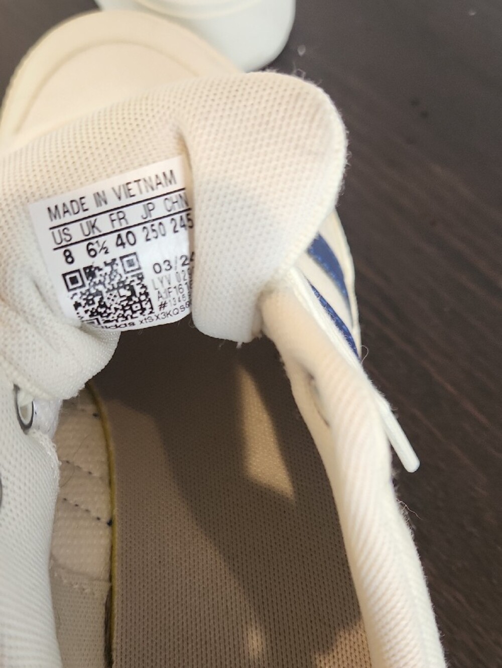 adidas Cream Platform Sneakers with Navy Three Stripes - Picture 8 of 9